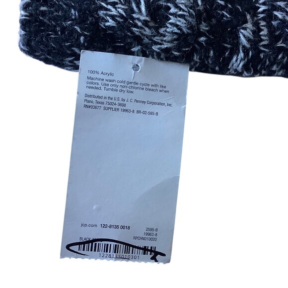 Mixit Classics Boot Toppers One Size Black & White Cable Knit - Picture 3 of 3